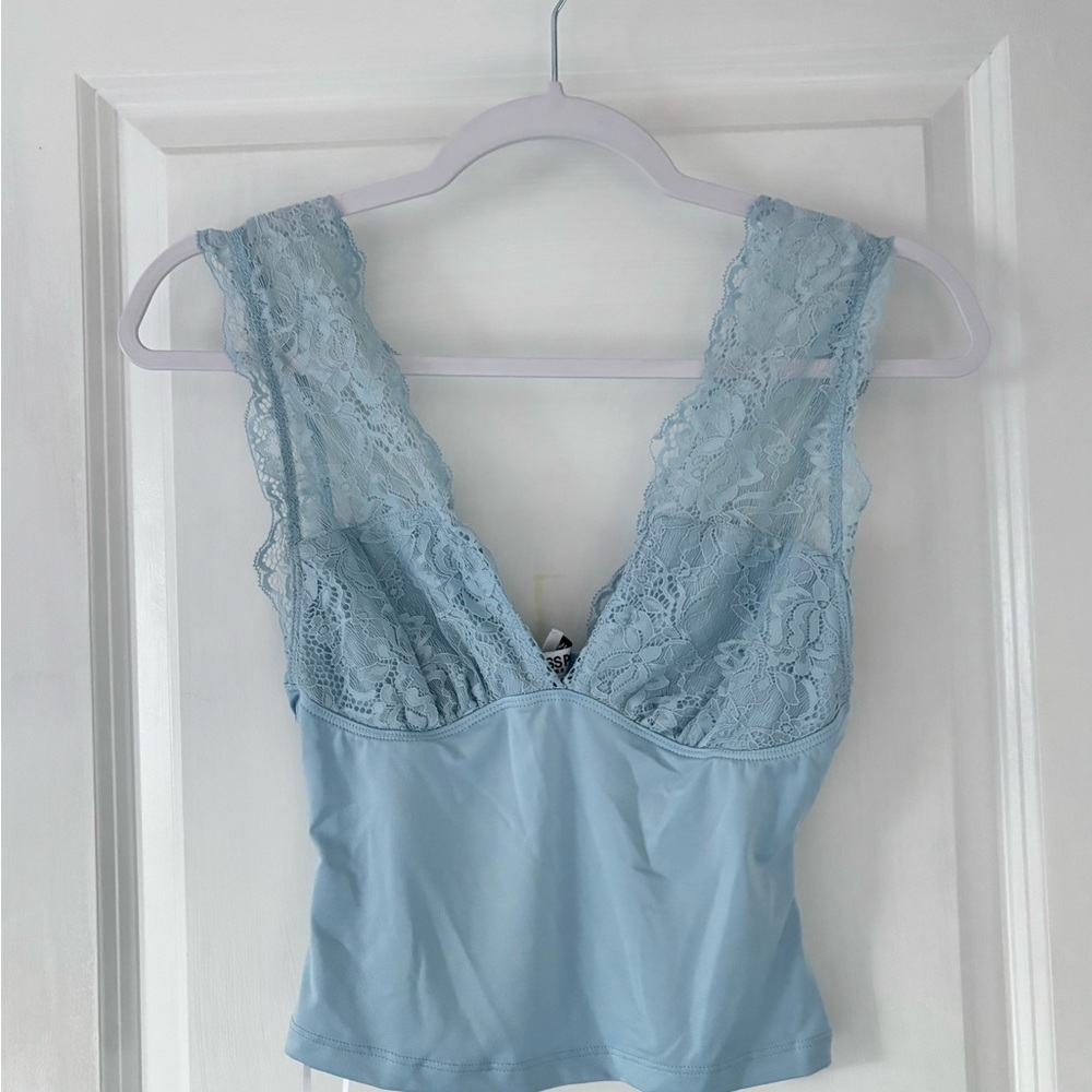 Princess Polly Light Blue Lace Top